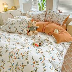 TEMU 3pcs Set And Fruit Plant Pattern Quilt Cover 1pc + Pillowcase 2pcs Pastoral Style Home Bedding Comfortable Skin-friendly Non-ball Machine Washed Single Large Size