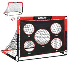 CATCHLUCK Fotbollsmål barn fotbollsmål för trädgård barn träning fotbollsmål barn utomhus pop up fotboll grind barn med bärväska (Röd-150x120x120)
