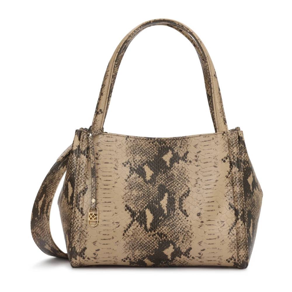 Kazar Præget læder skuldertaske - Tasker - Dame - Beige - ONE SIZE - Uld