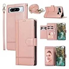 WOWUDI Compatible con la Funda Xiaomi 12T / 12TPRO,Diseño de Funda con espejo escondido de Cuero Litchi Duradero Cremallera Cordón Anillo Monedero Mujer Funda- Gose guld