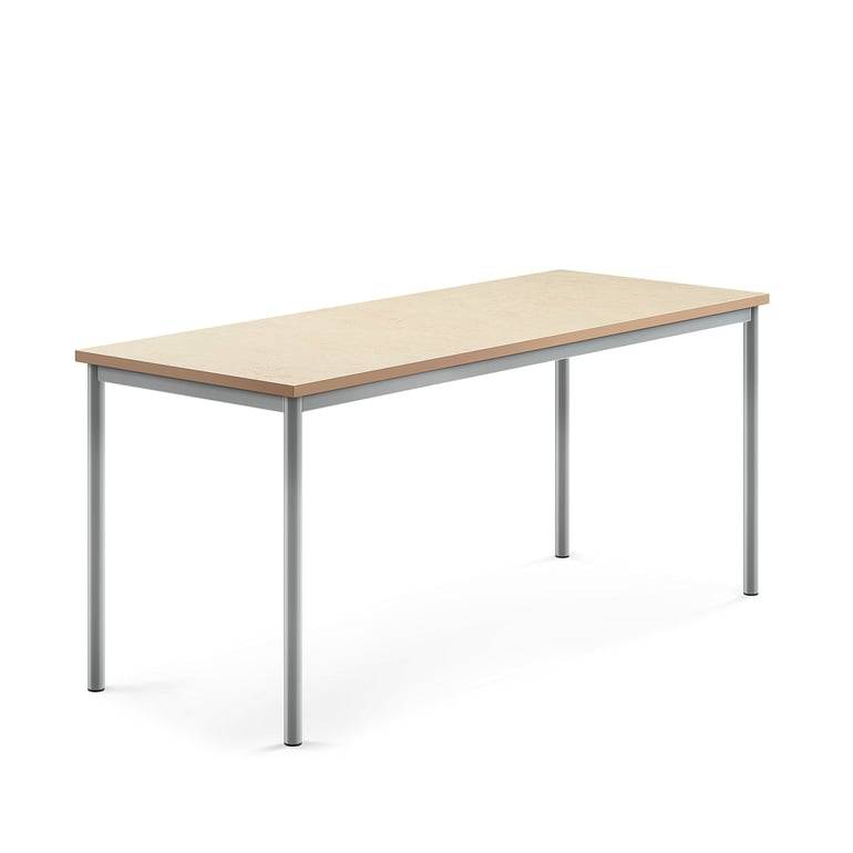 Bord SONITUS, 1800x700x760 mm, stativ silver, ljuddämpande linoleum, beige