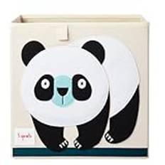 3 groddar leksaksförvaringskub – 33 cm förvaringslåda för barn – hopfällbar tygorganiseringskorg för barnkammare, barnrum, lekrum, panda