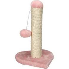 Kattskrapstolpe med boll, hjärtbas, rosa