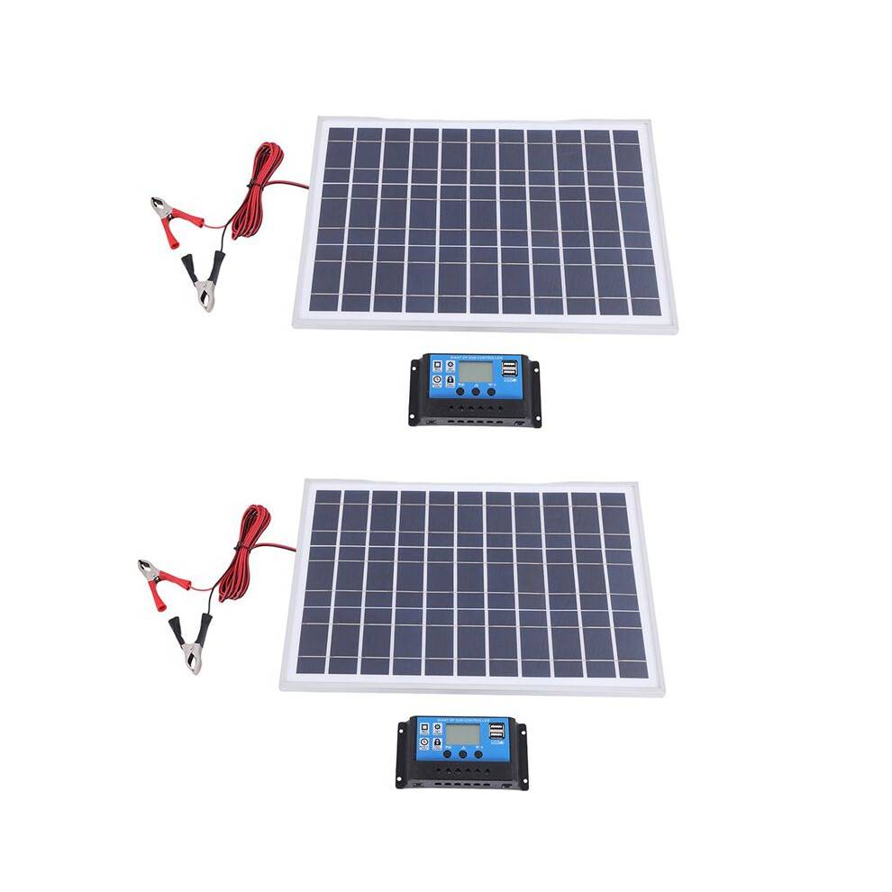 2X 30W 12V Solpanel Batteriladdare+40A Controller för RV Bil BåT Hem Camping