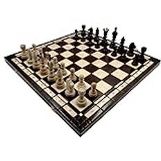 SZACHY-SZAFRANIEC – Schackspel – diamantschack – vikbart schackbräde | 42 x 42 cm | av trä och 32 schackpjäser – Chess Set