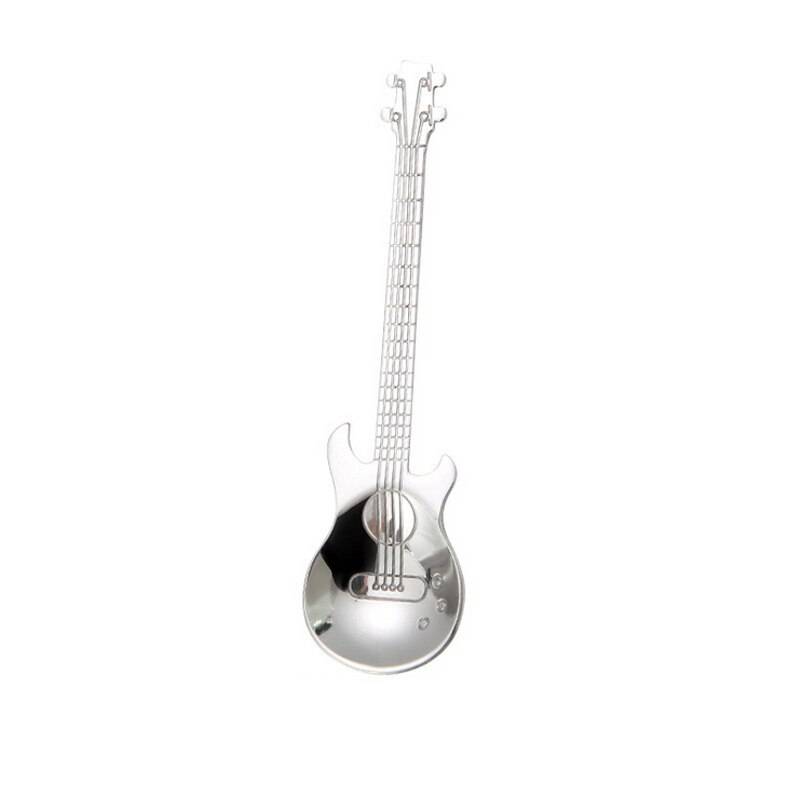 1pc kök rostfritt stål gitarr kaffesked dessertbestick tesked färgglad tesked kaffetillbehör - G192959b