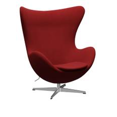 Fritz Hansen - 3316 Ägget, Tyg, Tonus 207 - Snurrfåtöljer - Arne Jacobsen - Röd - Metall/Skum