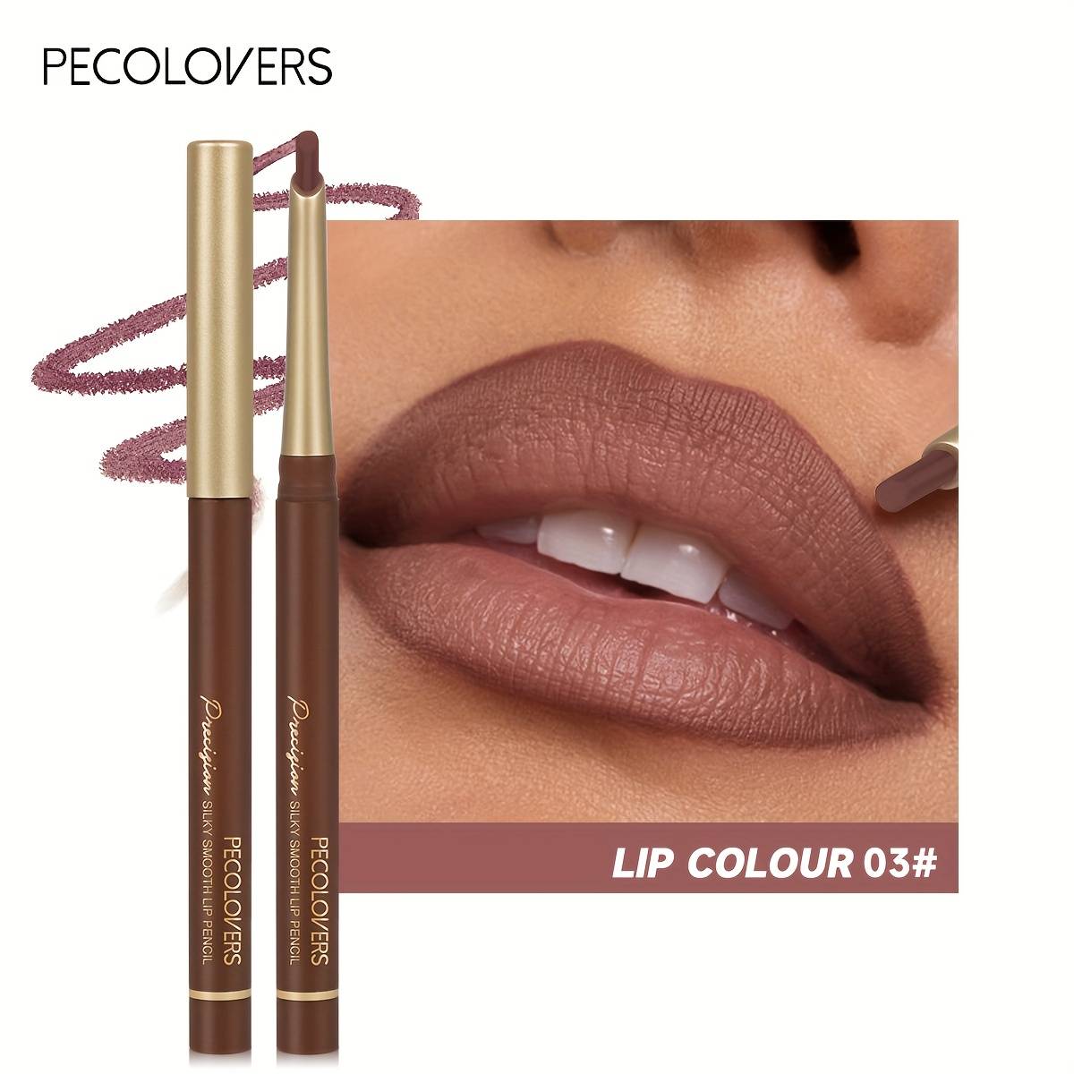 Matte Lip Liner Pencil With A Six-color Range, Featuring A Beveled Tip For Contouring Lips. This Nude Brown Lipstick Pencil End And Is Waterproof For Long-lasting Wear
