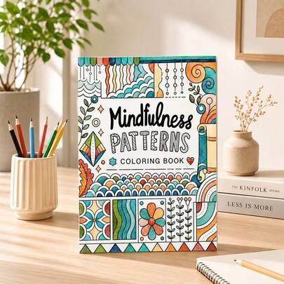 Mindfulness-målarbok för vuxna, 64 sidor med 32 kreativa Zen Doodle- och doodlemönster, 28,5 x 21 cm, storlek, ensidiga målarblad, lämplig för avslapp (En-Storlek)