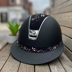 Samshield ridehjelm shadowmatt Miss Shield med Pink Flower swarovski jewerly Sort 2.0