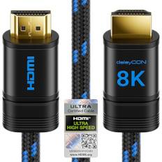 deleyCON 1,5m 8K HDMI 2.1b Kabel (48G, ULTRA Highspeed) Zertifiziert, 8K@60Hz 4K@120Hz 2K@144Hz/165Hz eARC HDCP 2.3/2.2 – für DTS:X Dynamisches HDR Dolby Atmos TV PS5 Xbox Soundbar Monitor Gaming