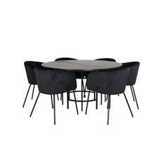Venture Home Copenhagen Matgrupp 140 cm Rund med 6 Berit stolar - Svart Matgrupp & matbord med stolar