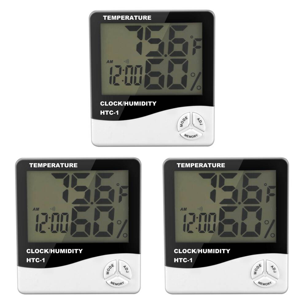 3X Digital LCD Indendørs Udendørs Rum Elektronisk Temperatur Fugtighedsmåler Termometer Hygrometer