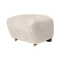 The Tired Man Ottoman - Sheepskin Moonlight/Dark Stained Oak