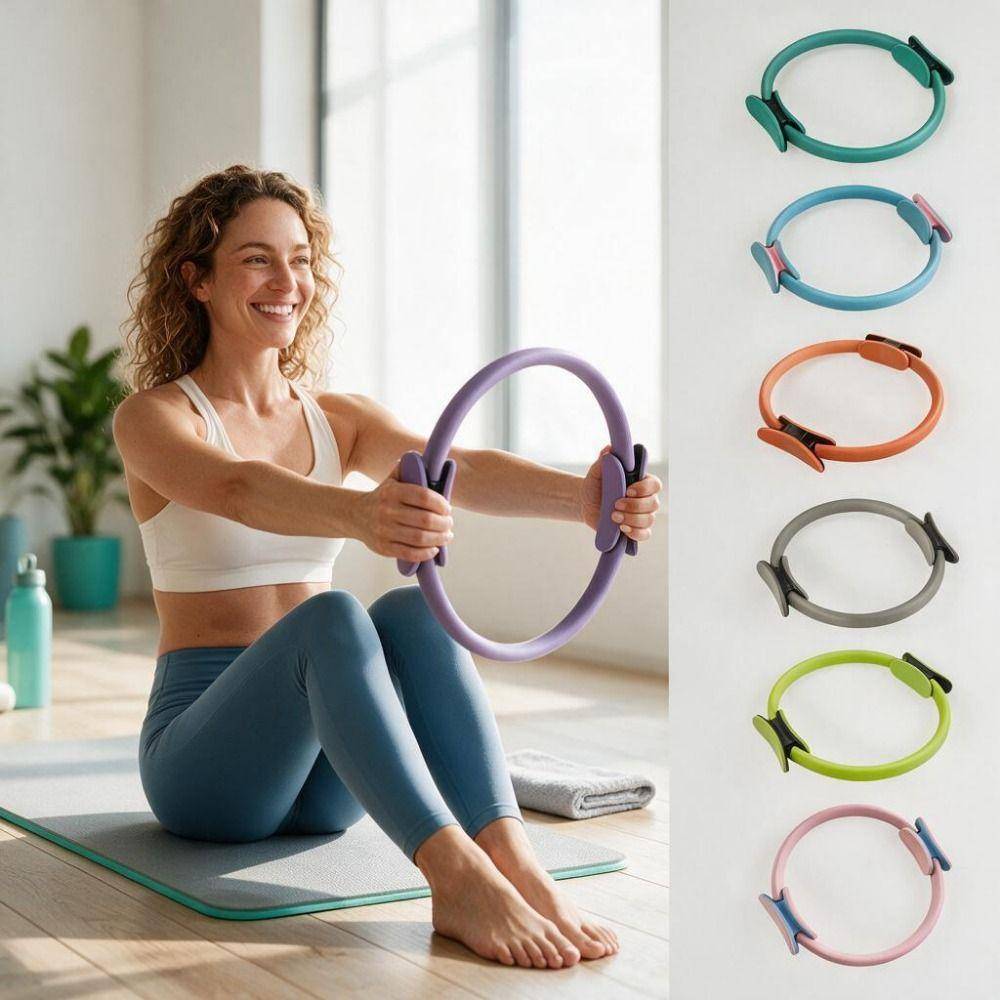 Hållbar Pilatesring Halkfritt Grepp Motståndscirkel Formande Yogaring Träningsutrustning ljusgrön färg