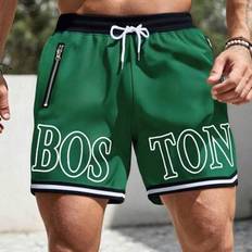 1 st sommar nya herrsportshorts, casual, träningsshorts, tröja, dragkedja, gymkläder herr, dragsko i midjan, basketshorts, elastiska lätta mjukisbyxor - Mörk Grön (L,M,S,XL,XXL,XXXL)