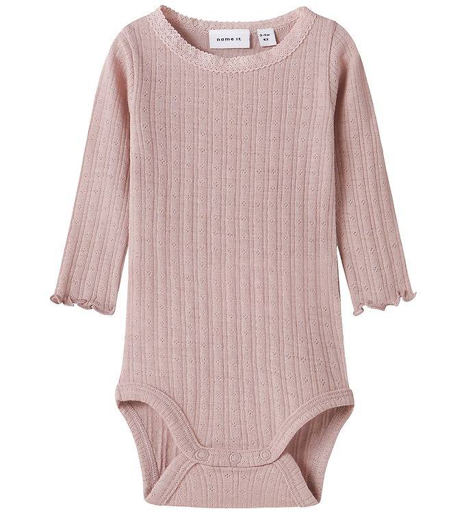 Name It Body l/ä - Ull/Silke - Rib - NbfWossa - Violet Ice - Name It - 1 år (80) - Body L/Ä