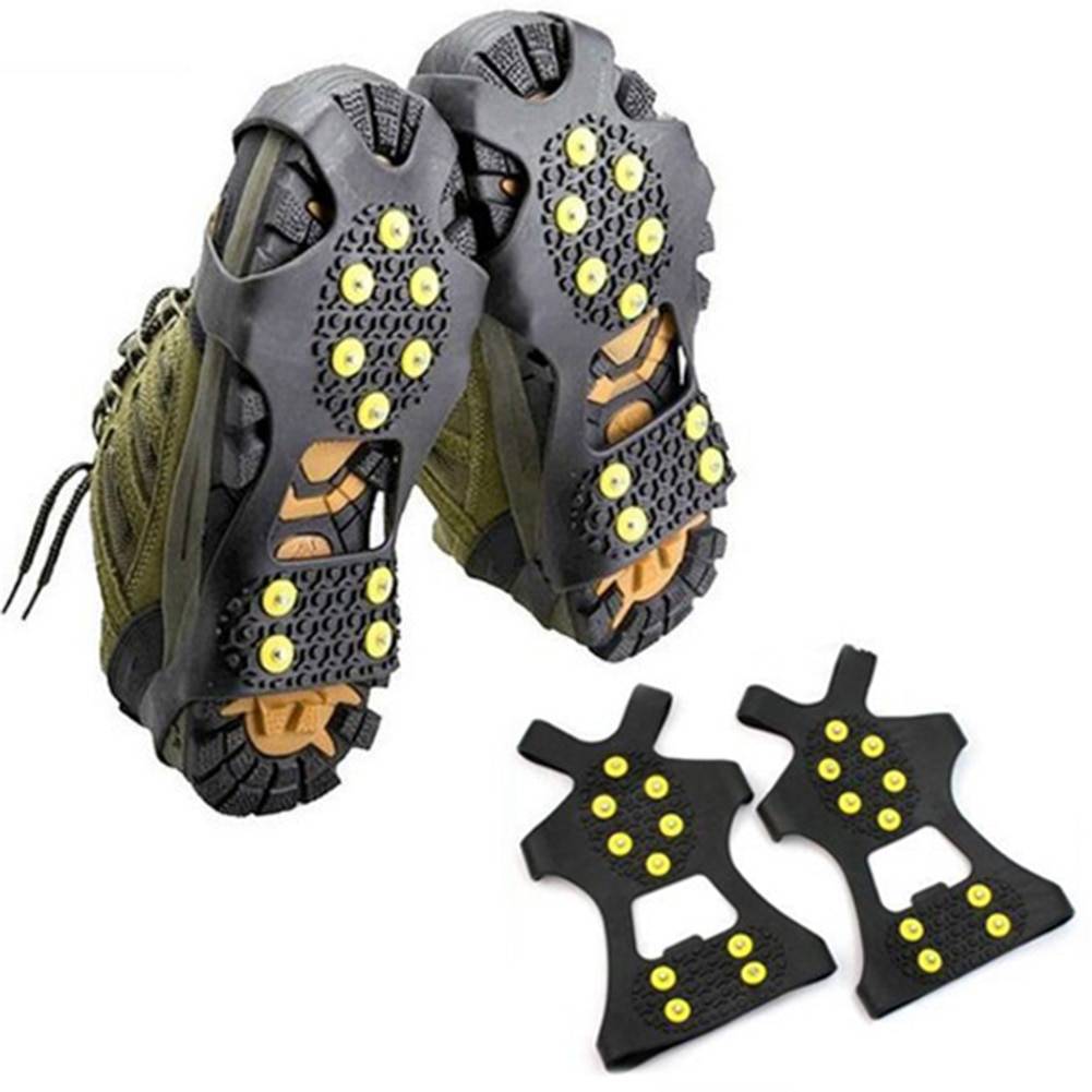 1 par 10 knoppar anti-slip snöis klättring sko spikar grepp stegjärn klossar överskor - M