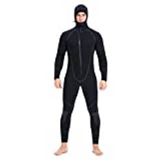 7 mm neopren våtdräkt Våtdräkt för män Blixtlås fram Keep Warm med våtdräkt med luva för Undervattensjakt Surfing Spearfishing,Black,XXL