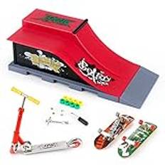 KETIEE Mini Finger Skateboard Ramp Set, Fingerboard Skateboard Skatepark däck truck Fingerboard Ramp kit fingerleksak med rampparker för barn födelsedagspresent, 1810-6E Uppgradering