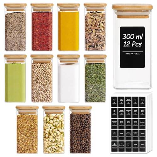 ComSaf kryddburkar i glas med bambulock, 300 ml, 12-pack
