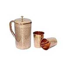 Universal Hub® Pure Copper Kanna med koppar koppar Ayurveda koppar kanna vatten kanna Moscow Mule koppar muggar Set med 2 Dryckesgods Glas Serveringsredskap Kopparkanna med glas drickskopp