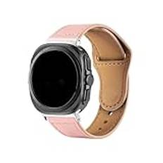 No Gaps Curved end Armband for Samsung Galaxy Watch7 Ultra 47mm läder Omvänd spänne rem for Galaxy Watch7 Ultra Byt ut armband(Pink)