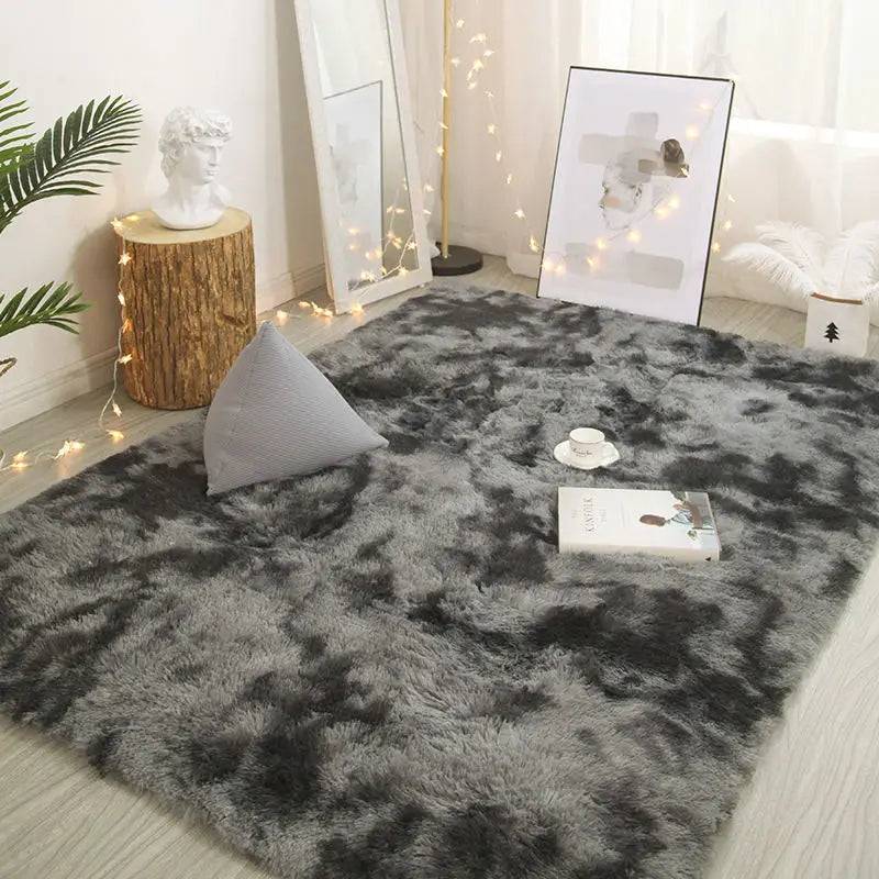 carpet living room Decoration Children bedroom carpet Fluffy Mat for hallway Non-slip Hair Rugs - Dark Gray / 80x160cm