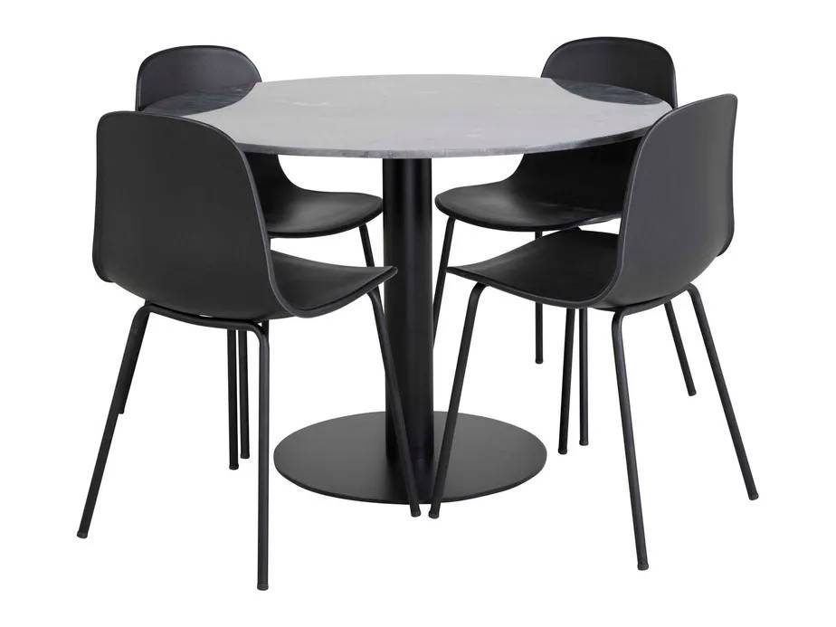 Venture Design Estelle & Arctic matgrupp Svart/svart 4 st stolar & bord 106 cm