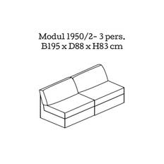 Home Group Vision Modulsofa (3 pers. - B195 cm. 2 hynder, Glow)