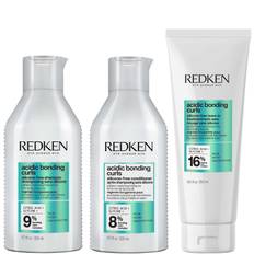 Redken Acidic Bonding Curls Silicone-Free Shampoo Conditioner and Leave-In Routine for Damaged Curls and Coils