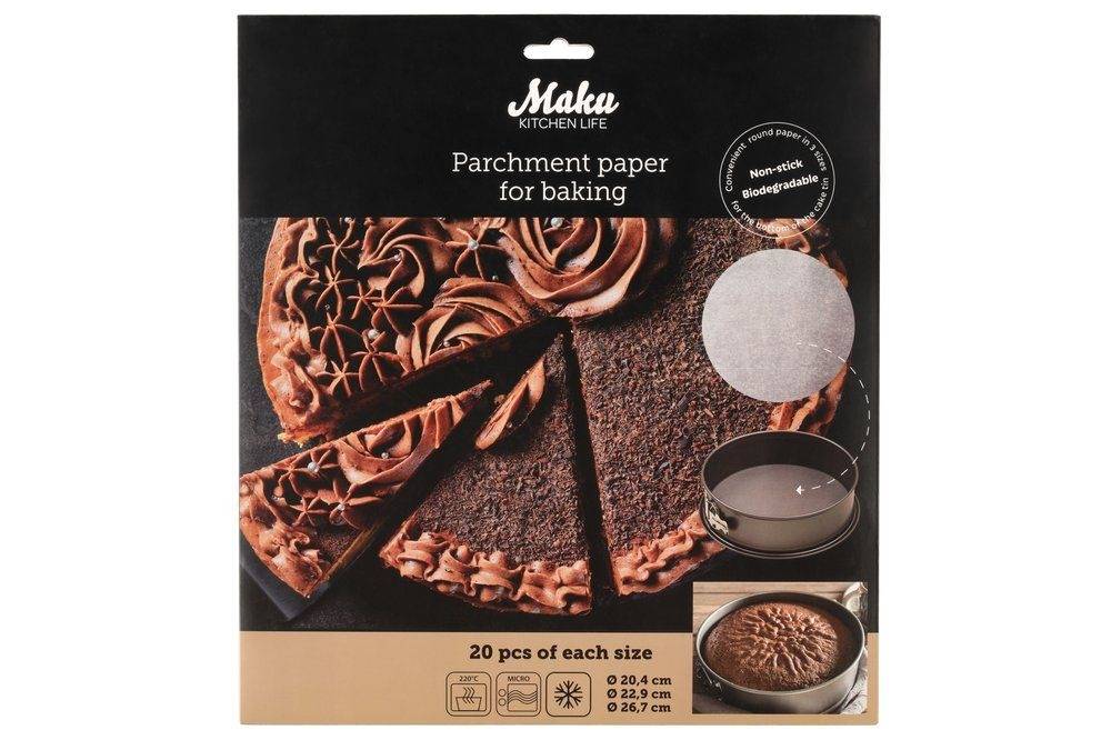 Runda Bakplåtspapper 60-pack – 3 Storlekar Maku Kitchen Life