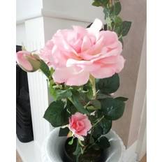 Stor kunstig rosa rose H: 70 cm. (uden krukke)