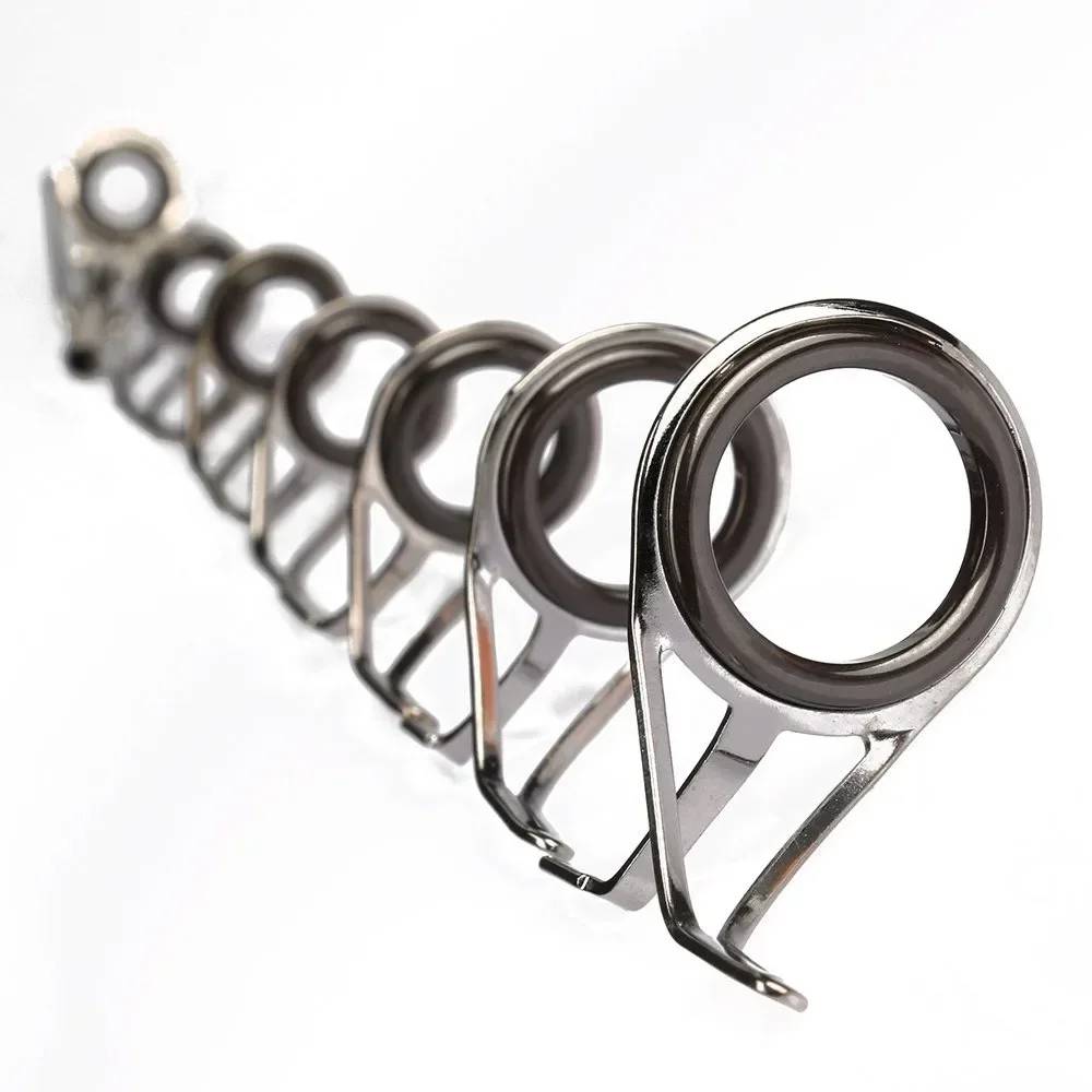 7pcs/set Fishing Tackle Stainless Steel Repair Kit Set Fishing Rod Guide Ring Tip Fishing Pole Circle Ring Eye Guide Wire Loop