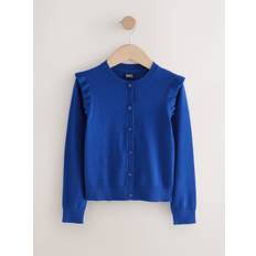 Next Blue Cotton Rich Frill Shoulder School Cardigan (3-16yrs)