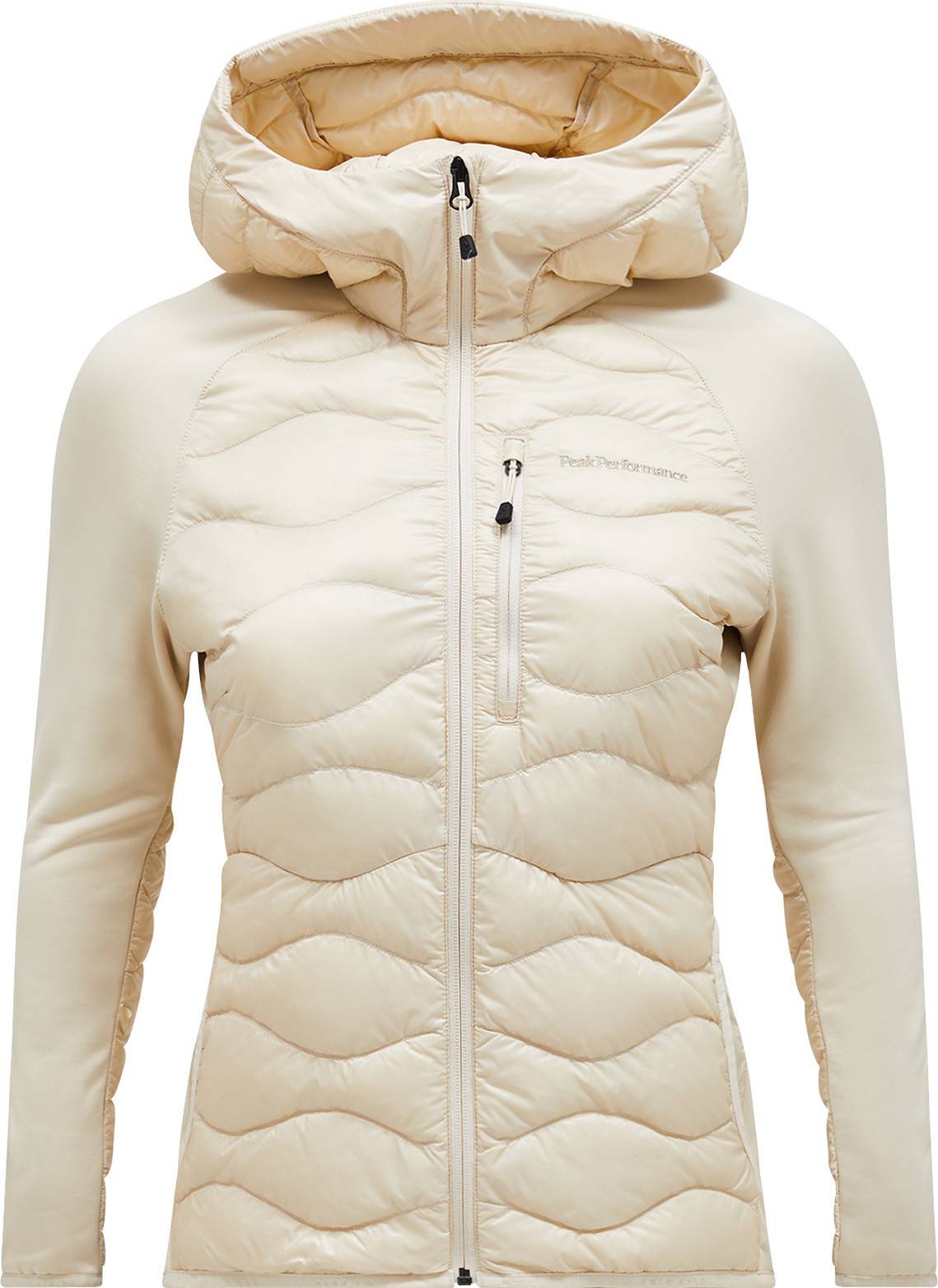 Peak Performance Women's Helium Down Hybrid Hood Sand Fog, XL