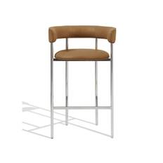 Møbel Copenhagen Font Barstol med Armstöd 65 cm Dunes Cognac/Polerad Stålstomme - Dunes Cognac/Polerat stålram
