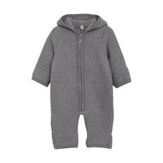 Huttelihut Heldragt I Uldfleece Med Ører Medium Grey Melange  Medium Grey Melange 74 cm Wool Grå  74 cm  unisex