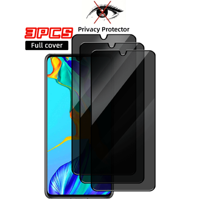 3 st. sekretessskärmskydd kompatibelt med Vivo Realme Hua Wei Honor Galaxy [antispionagehärdat glas], Ultra HD, reptåligt, bubbelfritt, enkel installa - Mörkgrå (Multi-size)