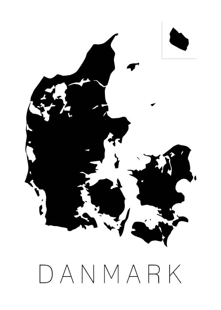 Plakat - Danmarkskort fra Walldelux.dk