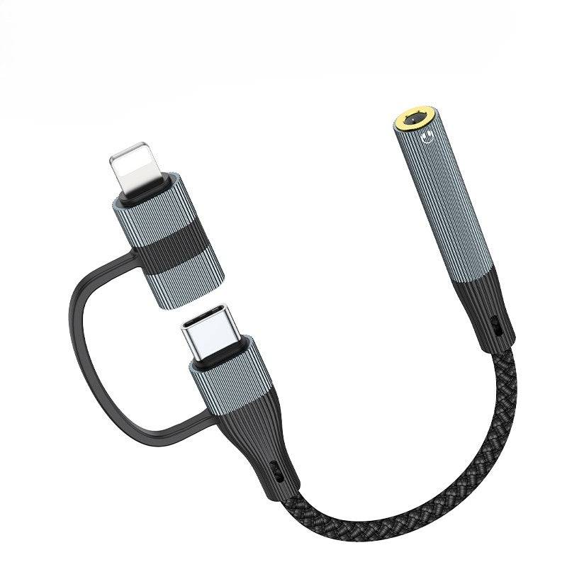 NÖRDIC USB-C/Lightning to Stereo 3.5mm adapter 15cm