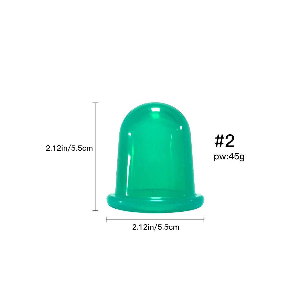 Silicone Vacuum Cupping Massage Jars Anti Cellulite - Green-2