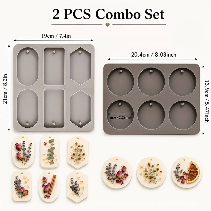 2pcs 12-cavity Wax Sheet Silicone Mold, Handmade Candle Mold, Keychain Resin Mold, Diffuser Stone Pendant Handmade Craft, Plaster Pendant Molds, Wax Sheet Kit For Making Wax