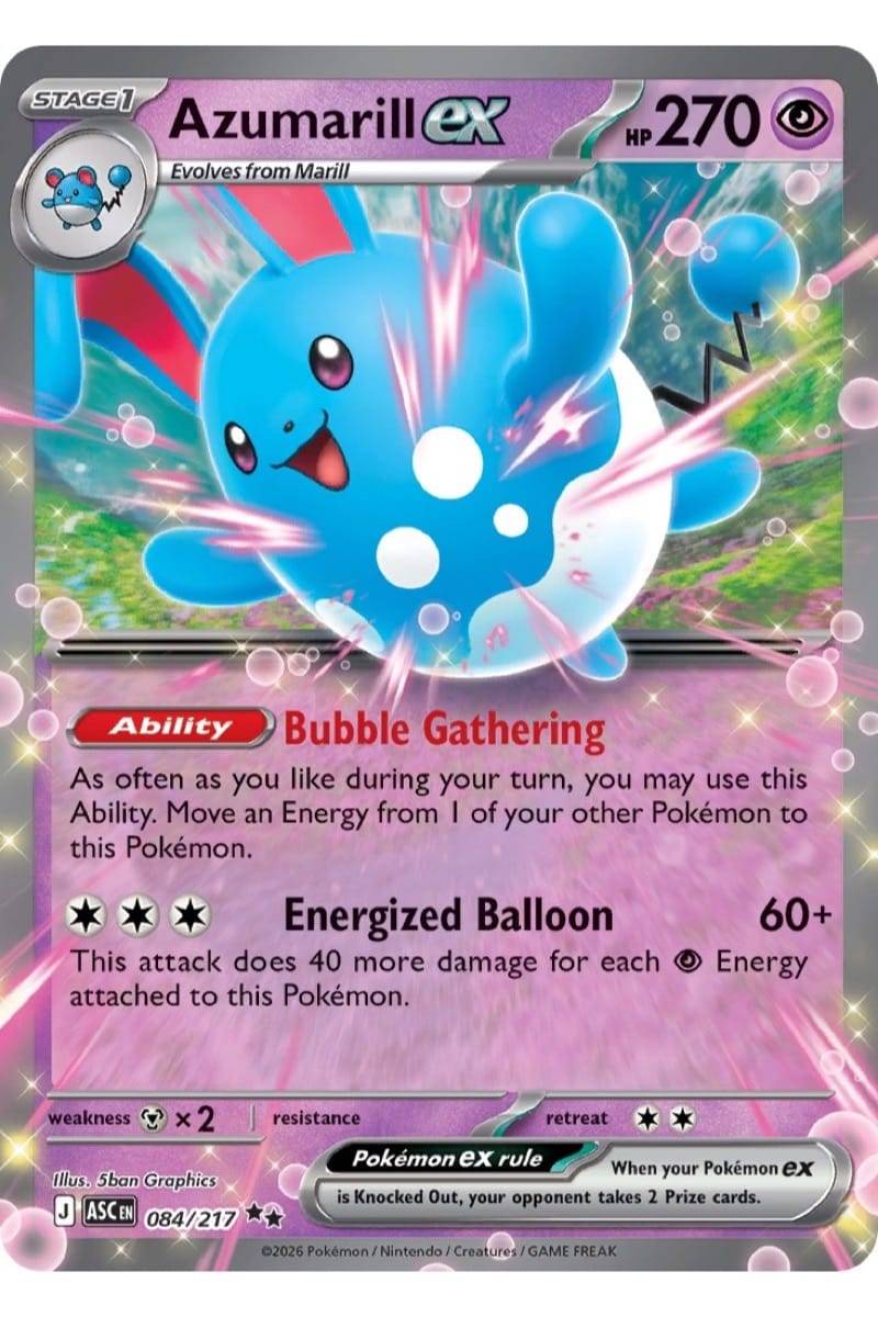 Pokémon Azumarill ex 84/217 Ascended Heroes - Pokemon kort - EX kort - Pocket Monster.