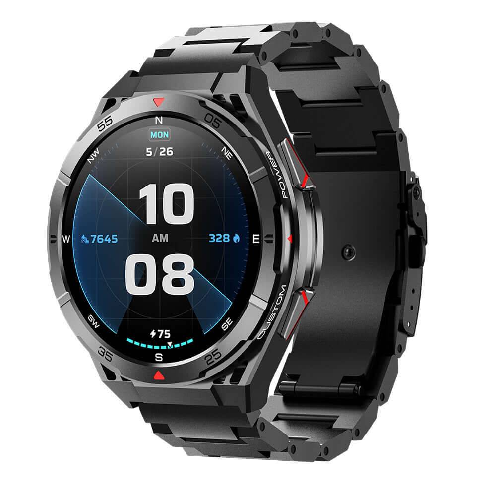 Premium Sports Fitness Tracker Smartwatch - Black Shell Black Three Plants