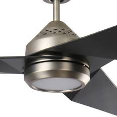 KICHLER LED-loftventilator Jade, sort, støjsvag, Ø 152 cm, 60 W dæmpbar, Sort, Stue/spisestue, Plast