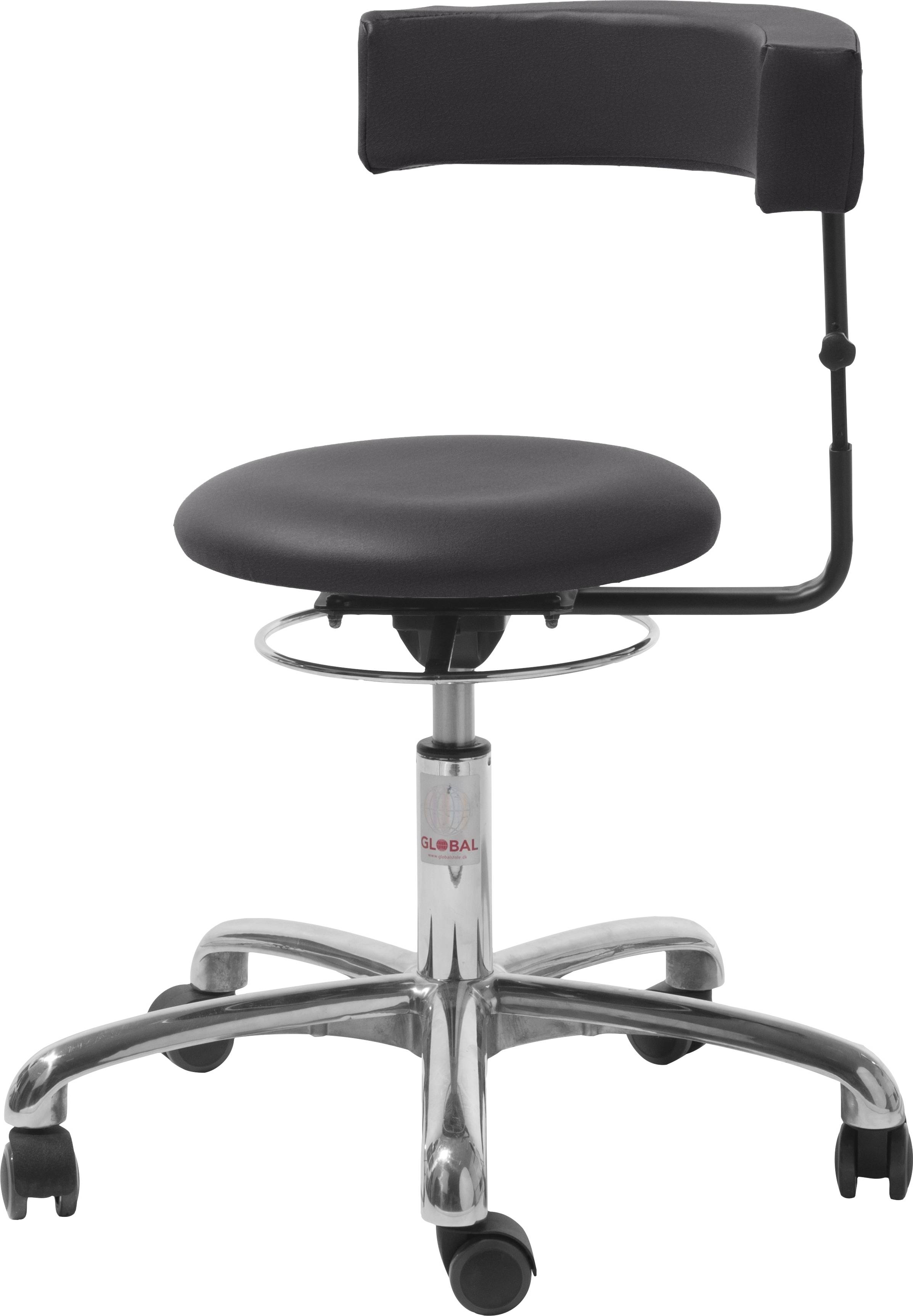Saturn Plus Stol, Sort, Kunstlæder, 45-58 cm, Alu