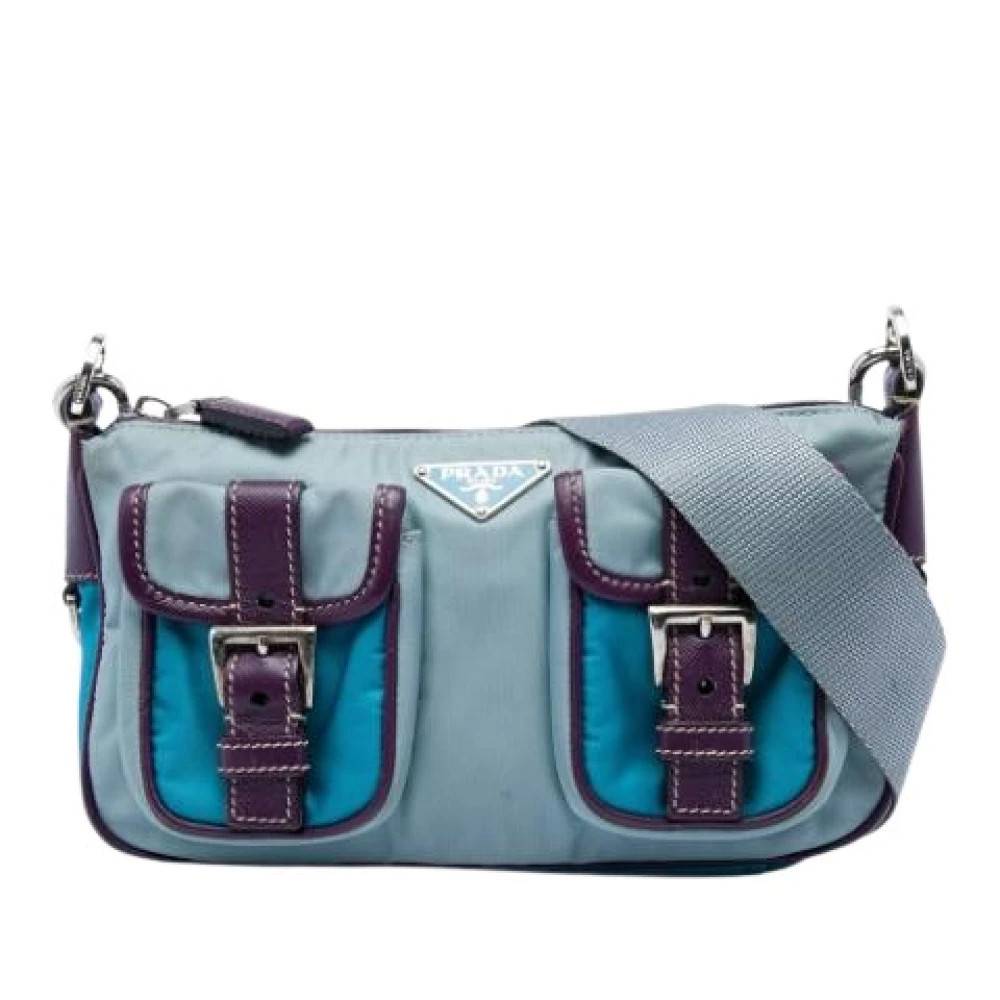 Prada Vintage Pre-owned Vintage Nylon Skuldertaske - Vintage - Dame - Blå - ONE SIZE - Uld