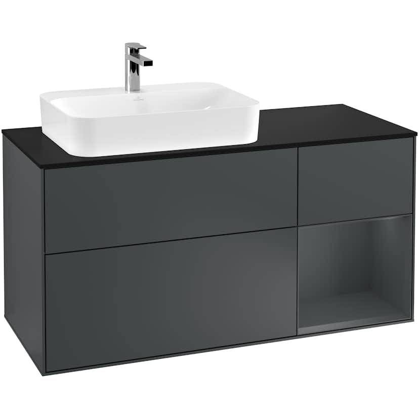 Tvättställsskåp Villeroy & Boch Finion med 3 Lådor Hylla och Bänkskiva för Ocentrerat Ytmonterat Tvättställ