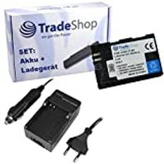 Trade-Shop 2-i-1-set: Kamera Li-Ion batteri 2 000 mAh laddare med biladapter kompatibel med Canon 6D Mark II, R5, R6, XC10, XC15 ersätter LP-E6, LP-E6NH